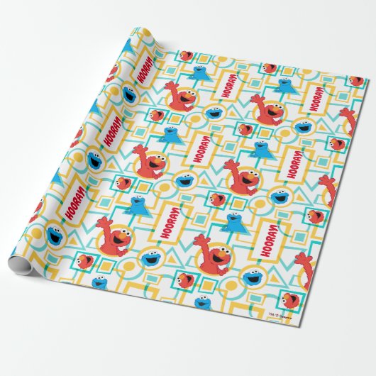 Elmo & Cookie Monster Fun Shapes Pattern Cadeaupapier (Uitgerold)