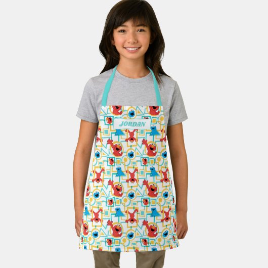 Elmo & Cookie Monster Fun Shapes Pattern Schort (Insitu)