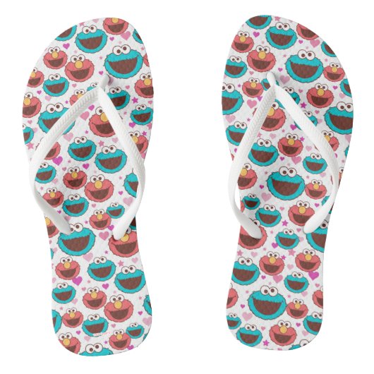 Elmo & Cookie Monster| Patroon voor vrede en liefd Teenslippers (Voetbed)
