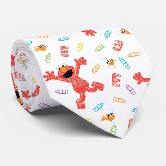 Elmo Crayon Pattern Stropdas (Opgerold)