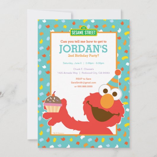 Elmo - Cupcake & Confetti 2e Invitation d'annivers (Devant)