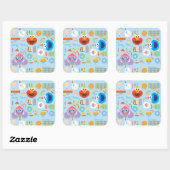 Elmo en Abby Verjaardag Vierkante Sticker (Vel)