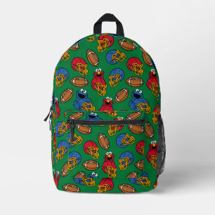 Elmo en Cookie Monster Voetbal Patroon Bedrukte Rugzak