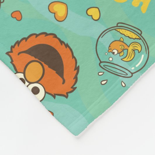 Elmo en Goldfish Pattern Fleece Deken (Hoek)