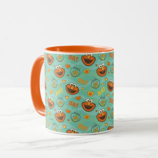 Elmo en Goldfish Pattern Mok (Voorkant links)