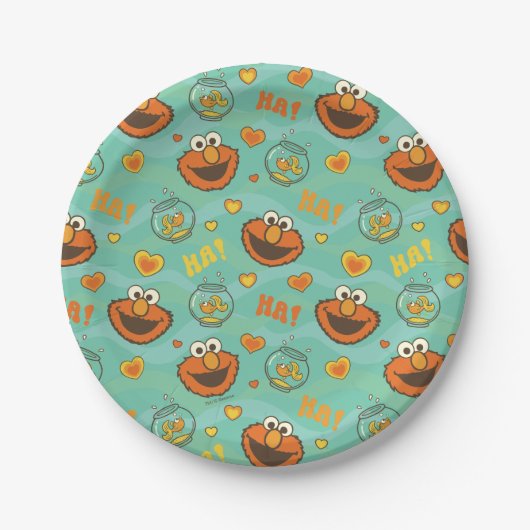Elmo en Goldfish Pattern Papieren Bordje (Voorkant)