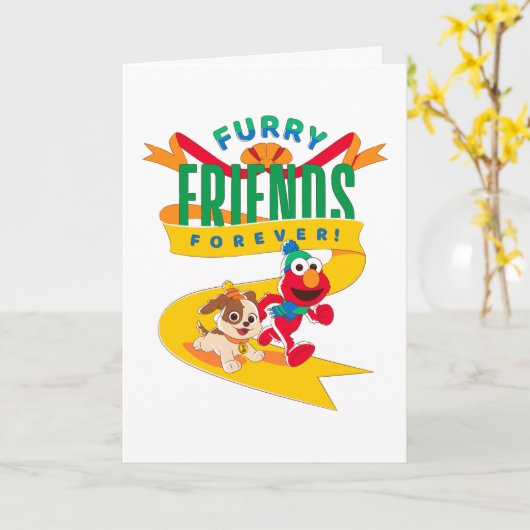 Elmo en Tango | Furry Friends Forever Kaart (Gele Bloem)