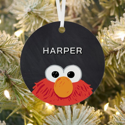 Elmo Face Chalkboard | Customized Name & Photo Metalen Ornament (Insitu)