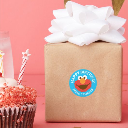 Elmo Face | Joyeuse étiquette cadeau d'anniversair (Fête)