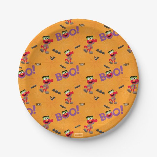 Elmo | Halloween Boo Pattern Papieren Bordje (Voorkant)