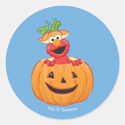 Elmo | Halloween Jack-O-Lantern Ronde Sticker (Voorkant)