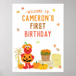 Elmo Herfst pompoen eerste verjaardag welkomstbord Poster