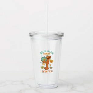 Elmo Holding zijn Pet Goldfish Acryl Drinkbeker