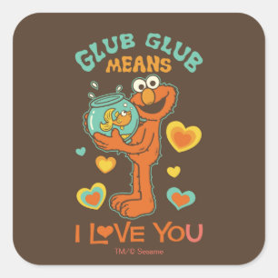 Elmo Holding zijn Pet Goldfish Vierkante Sticker