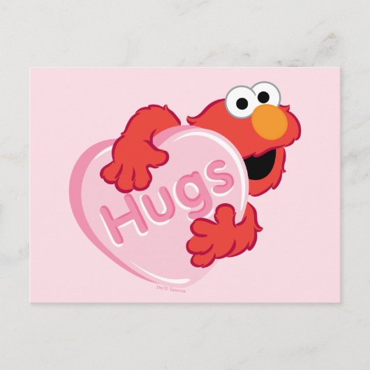 Elmo "Hugs" Valentijn Heart Snoep Briefkaart (Voorkant)