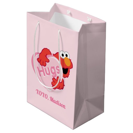 Elmo "Hugs" Valentijn Heart Snoep Medium Cadeauzakje (Achterkant Gekanteld)