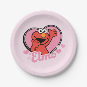 Elmo in Heart Valentijn Papieren Bordje
