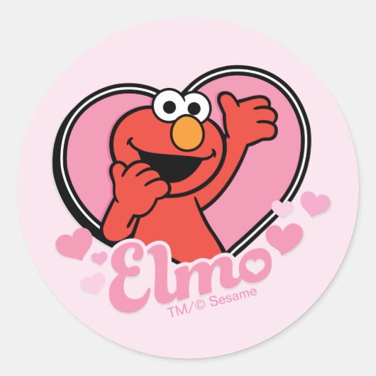 Elmo in Heart Valentijn Ronde Sticker (Voorkant)