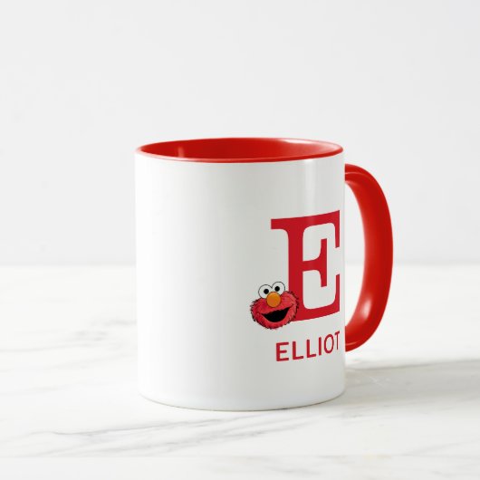 Elmo Jouw naam toevoegen & Monogram E Mok (Voorkant rechts)