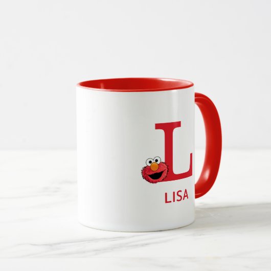 Elmo Jouw naam toevoegen & Monogram L Mok (Voorkant rechts)
