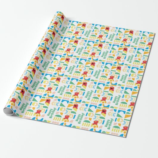 Elmo Minimalist Pattern Cadeaupapier (Uitgerold)