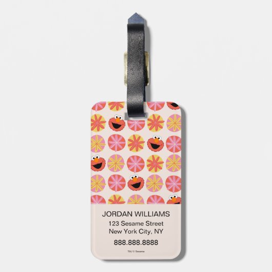 Elmo Pom-Pom Pattern Bagagelabel (Achterkant verticaal)