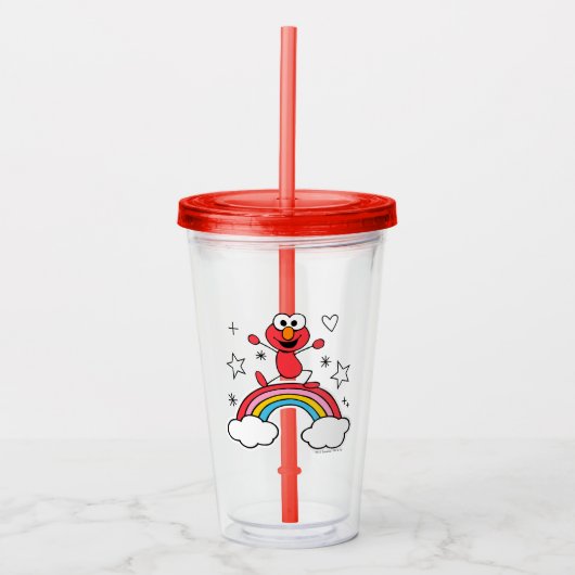 Elmo Rainbow Doodley Graphic Acryl Drinkbeker (Voorkant)