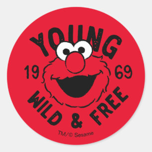 Elmo Schaats Logo - Young, Wild & Free 1969 Ronde Sticker