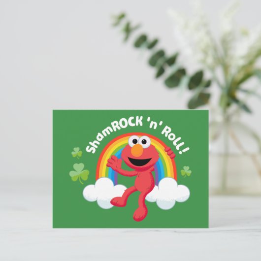 Elmo | Shamrock 'n' Roll Rainbow Briefkaart (Staand voorkant)