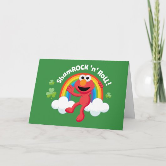 Elmo | Shamrock 'n' Roll Regenboog Feestdagen Kaart (Voorkant)