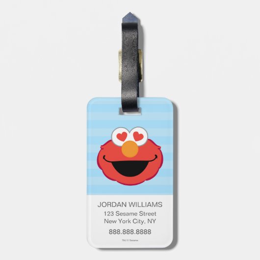 Elmo Smiling Face met Heart-Shaped Eyes Bagagelabel (Achterkant verticaal)