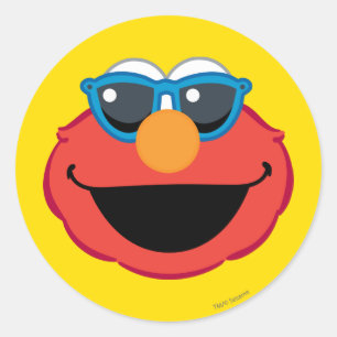 Elmo Smiling Face met zonnebrillen Ronde Sticker