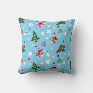 Elmo & Tango Blauw Kerstpatroon Kussen