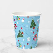Elmo & Tango Blue-kerstpatroon Papieren Bekers (Achterkant)