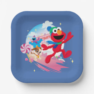 Elmo, Tango & Cookie Monster   Beste kerstmis Papieren Bordje