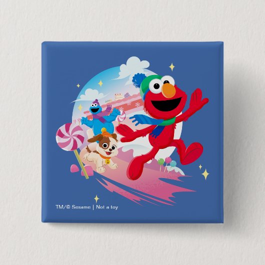 Elmo, Tango & Cookie Monster | Beste kerstmis Vierkante Button 5,1 Cm (Voorkant)