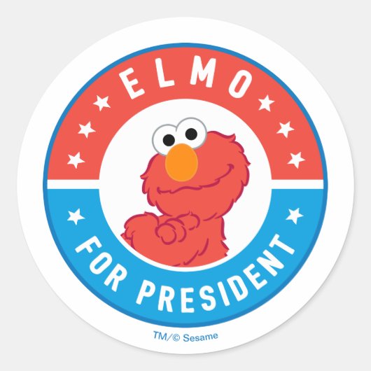 Elmo voor President Badge Ronde Sticker (Voorkant)