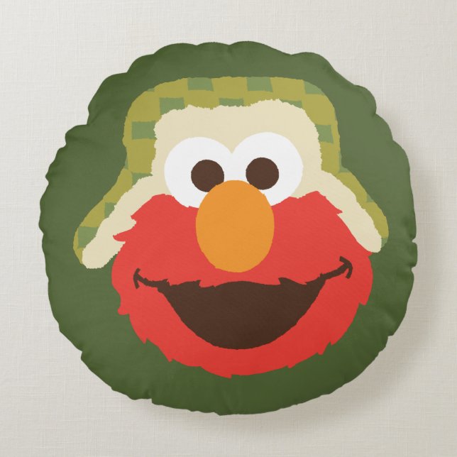 Elmo Woodland Face Rond Kussen (Voorkant)