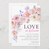 Eloise Pink Floral Love in Bloom Vrijgezellenfeest Kaart (Voorkant / Achterkant)