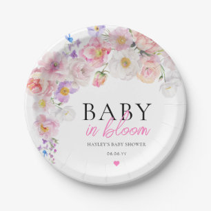 Eloise roze bloemen Baby in bloei Papieren Bordje