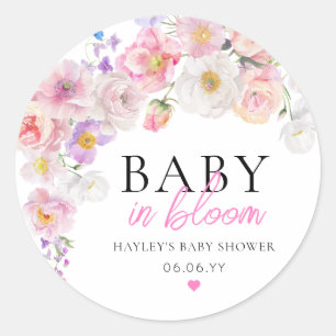 Eloise Roze Bloemen Baby in Bloom Baby shower Ronde Sticker