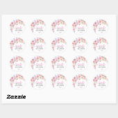 Eloise Roze Bloemige Bruidsfeest Ronde Sticker (Vel)