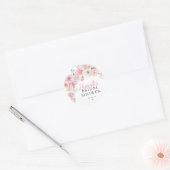 Eloise Roze Bloemige Bruidsfeest Ronde Sticker (Envelop)