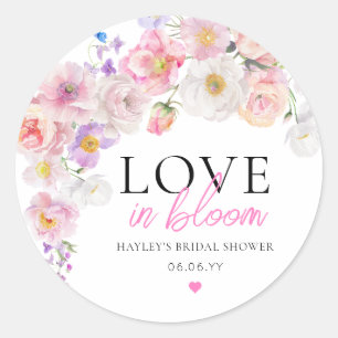 Eloise Roze Bloemige Liefde in Bloei Bruidsdouche Ronde Sticker