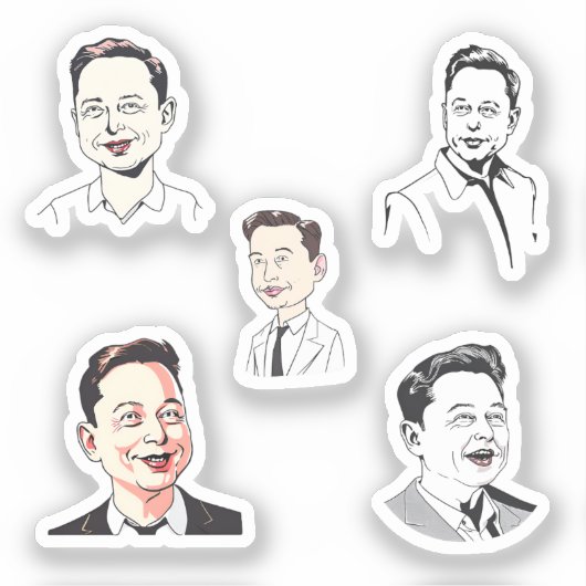 elon musk funny caricature sticker (Voorkant)