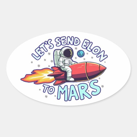 Elon naar Mars Oval Sticker sturen (Voorkant)