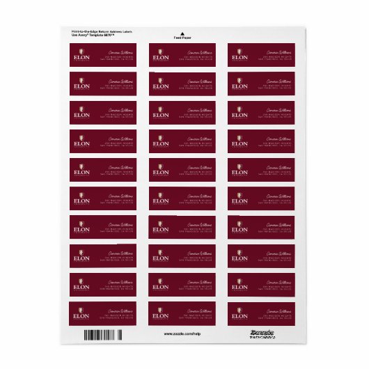 Elon University Afstuderen Etiket (Full Sheet)