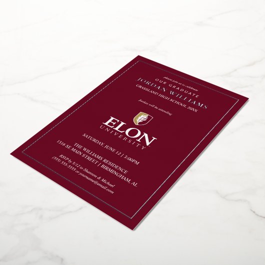 Elon University Afstuderen Folie Uitnodiging (Gedraaid)
