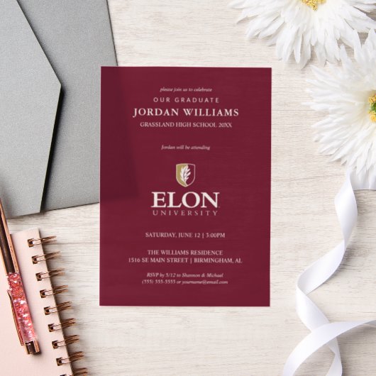 Elon University Afstuderen Vellum Uitnodigingen (Huwelijk)