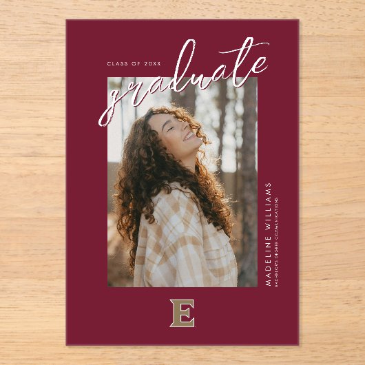 Elon University E | Klasse van 2OXX Acryl Uitnodigingen (Voorkant)